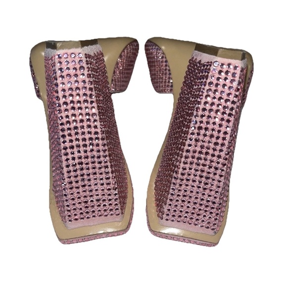 GIA BORGHINI x RHW Rosie sandals pink IT 37 US 7 mule suede rhinestone leather - Picture 13 of 15
